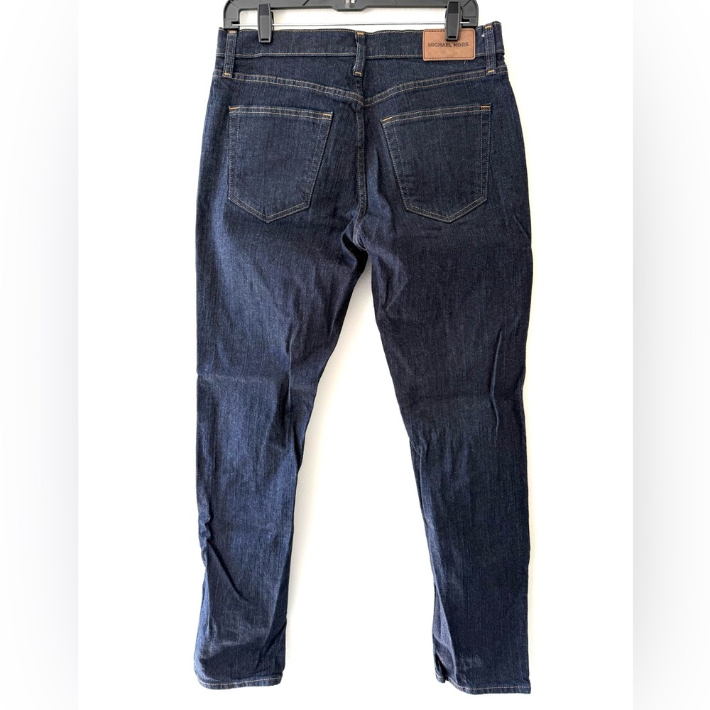 Michael Kors Grant Classic Fit Dark Wash Denim Jeans Modern Preppy Quiet Luxury - Picture 3 of 12